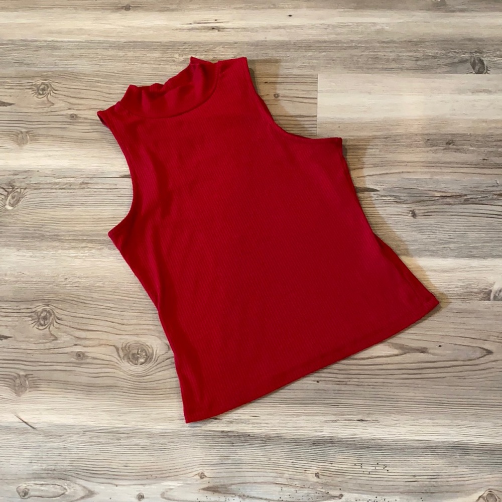 AERO Dark Red Turtleneck Tank Top